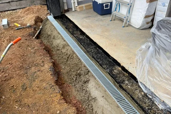 New channel drainage installed to intercept surface water on a Hertfordshire driveway